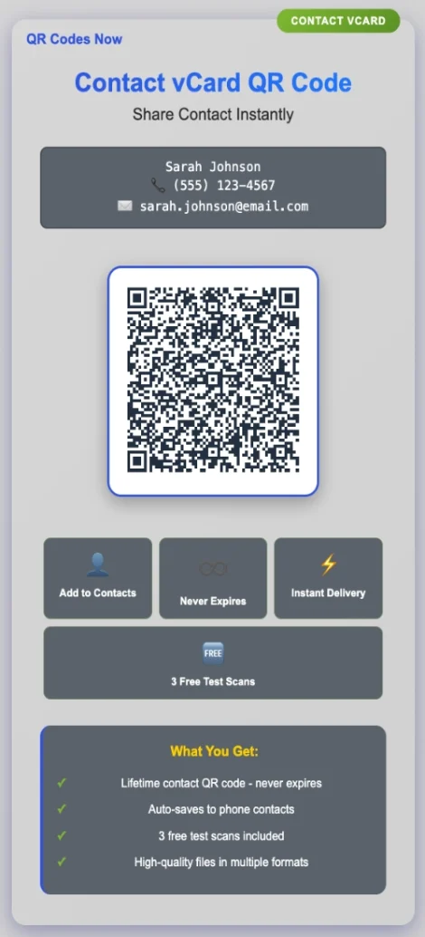 CONTACT vCard QR CODE